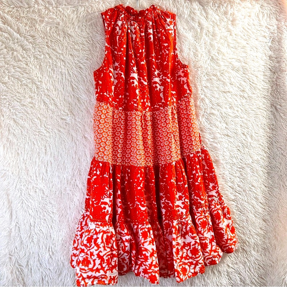 Chelsea & Theodore Orange Floral Midi Dress